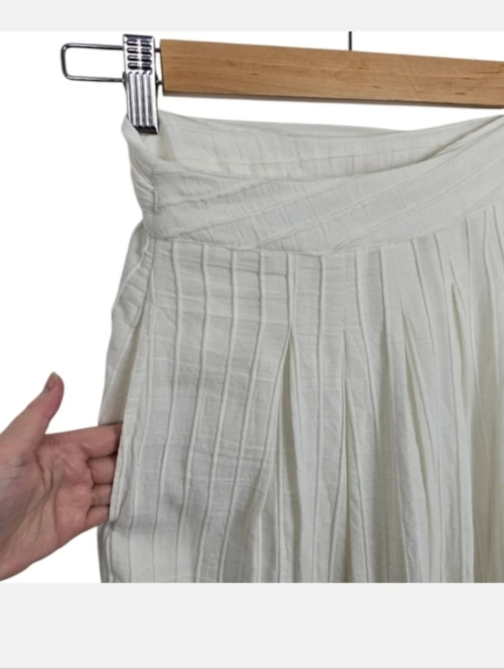 Free People Rey Wrap Ribbed Cotton Midi Skirt Ivory Cream Small